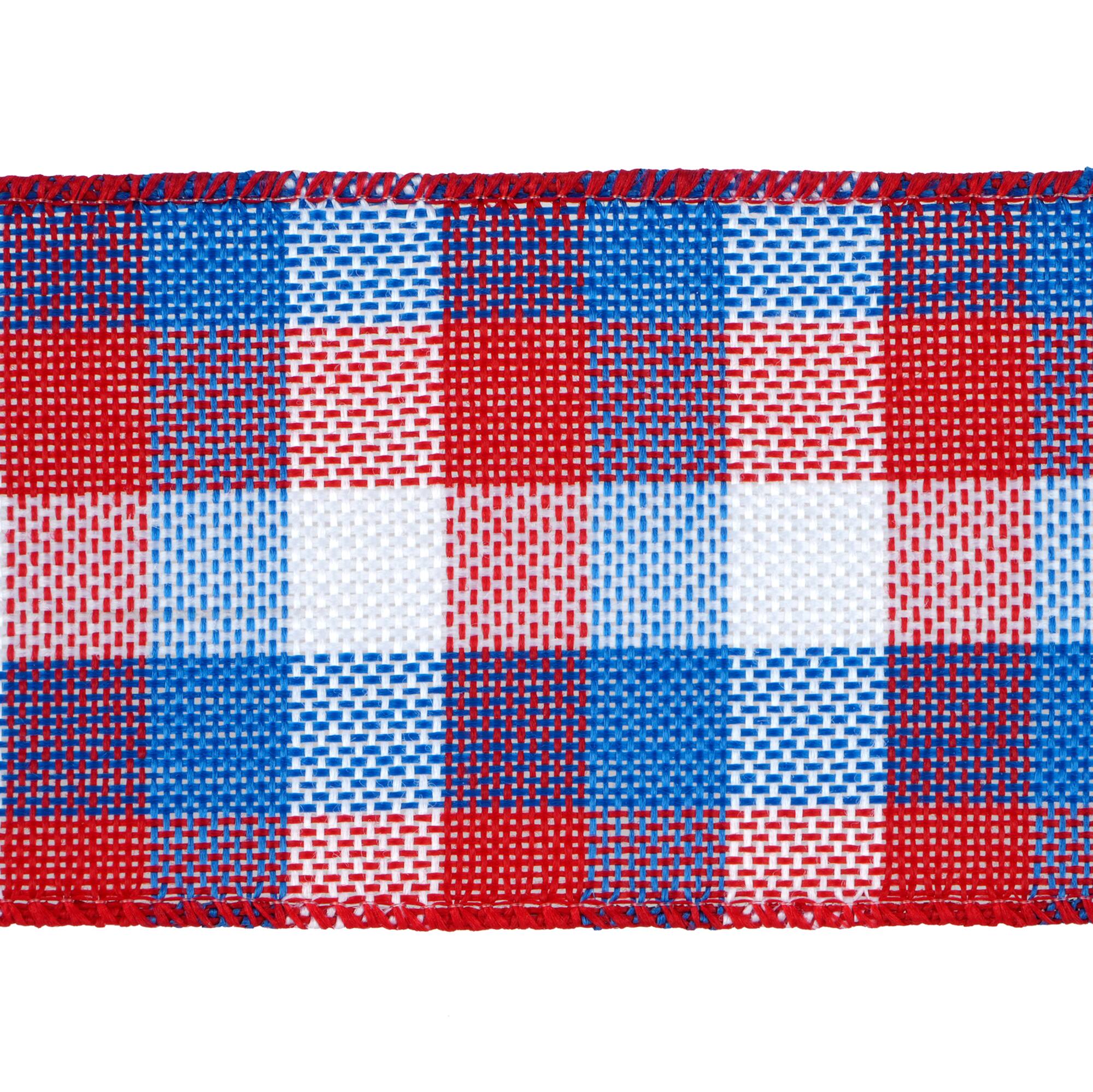 2.5" x 6.6yd. Red, White & Blue Plaid Wired Ribbon by Celebrate It®